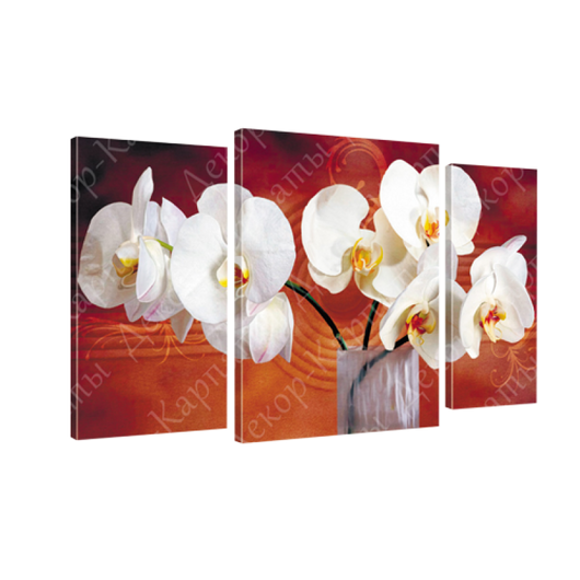 Картина модульная 3 части Орхидея в вазе 53 х 100 см
