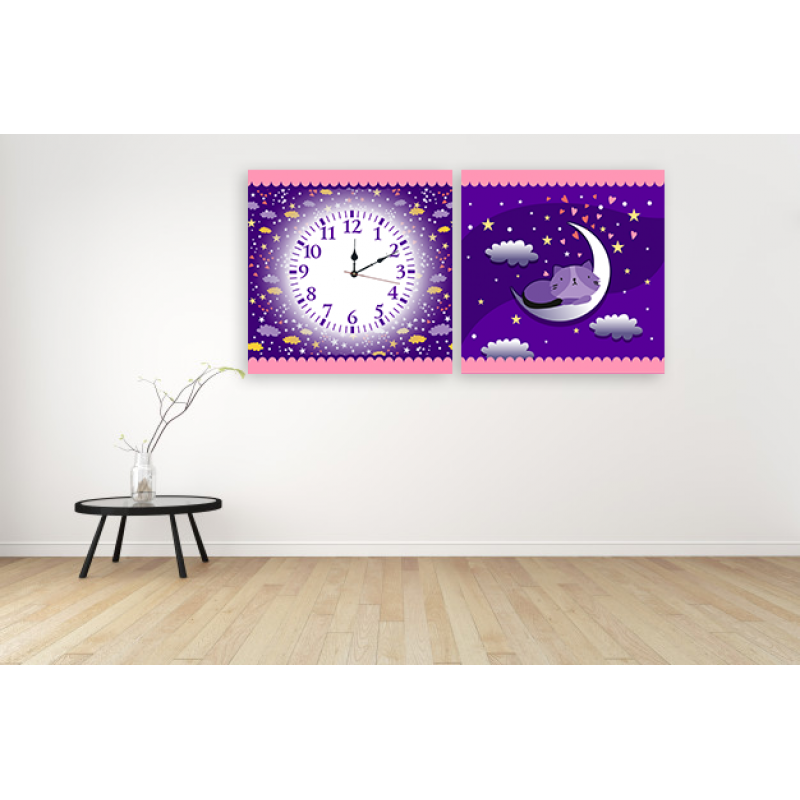 Часы модульная картина Луна 29 см х 60 см
