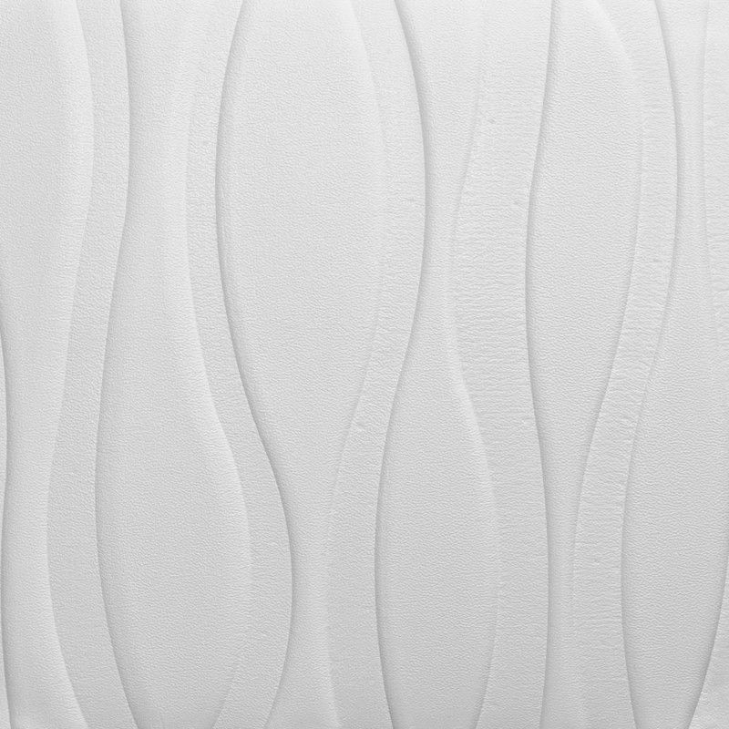 Панель стінова самоклеюча декоративна 3D біла великі хвилі 700х700х7мм, Білий