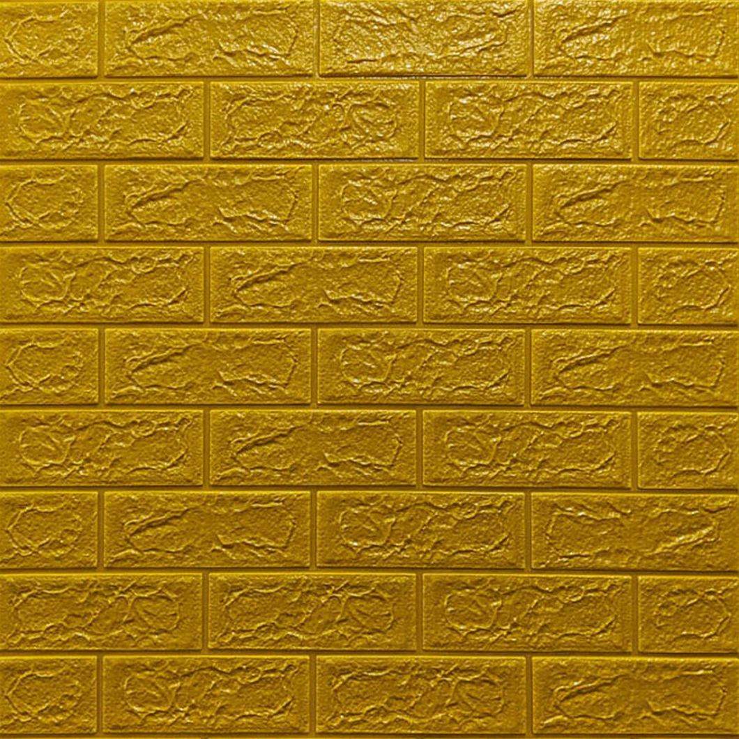 Панель стінова самоклеюча декоративна 3D Цегла Золотистий 700х770х5мм, Золотистый