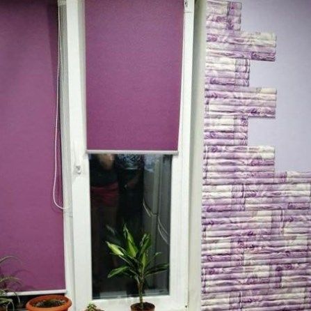 Панель стеновая самоклеющаяся декоративная 3D бамбуковая кладка фиолетовый 700x700x8.5мм, Фиолетовый