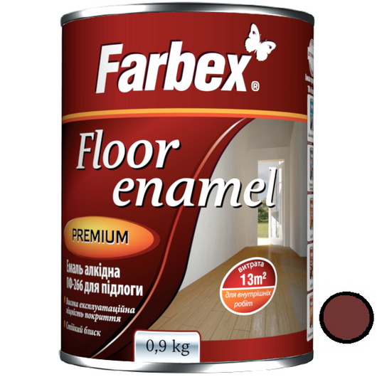 Емаль алкідна для підлоги ТМ Farbex червоно-коричнева 0,9 кг