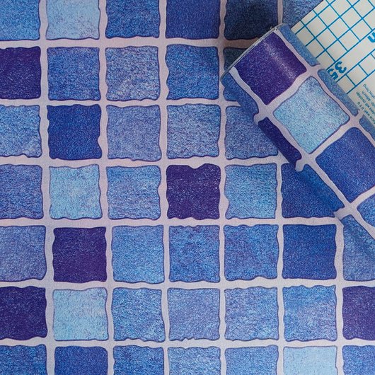 Самоклеюча декоративна плівка синя мозаїка 0,45Х10М (10366), Блакитний, Голубий