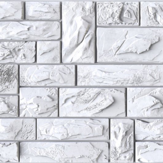 Панель стеновая декоративная пластиковая камень ПВХ "Пиленый Настоящий Белый" 978 мм х 496 мм, Белый, Белый