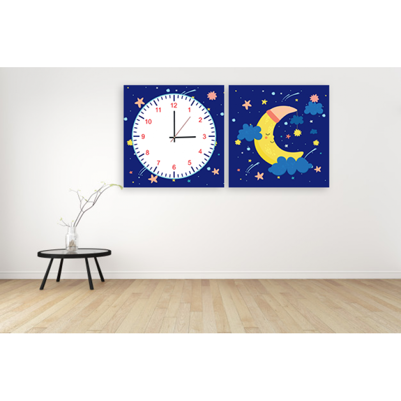 Годинник модульний картина Місяць 29 см х 60 см