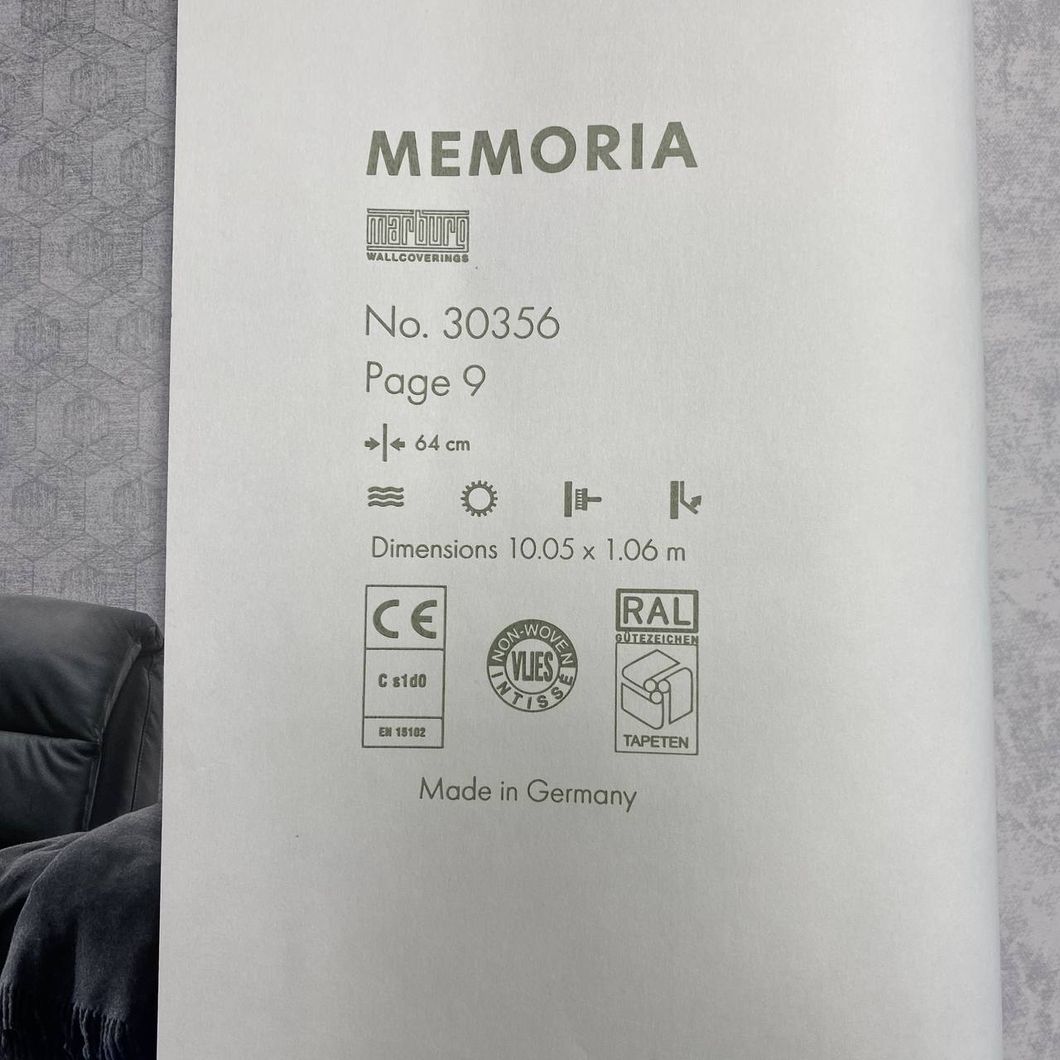 Обои виниловые на флизелиновой основе Серые Memoria Marburg 1,06 х 10,05м (30356)