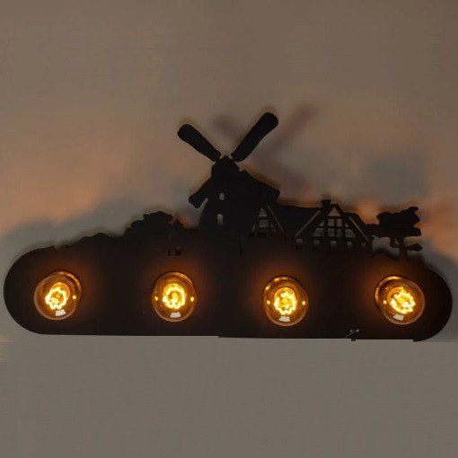 Гарний атмосферне настінний світильник, 4 лампи, в стилі Лофт, Чорний