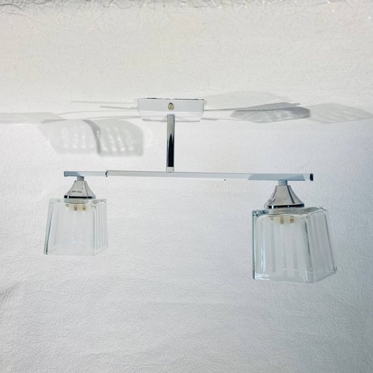 Люстра 2 лампи, біла у вітальню, спальню скло в класичному стилі (XA1394/2), Білий, Білий