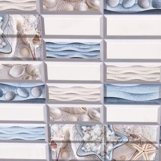 Панель стеновая декоративная пластиковая плитка ПВХ "Галька голубая" 957 мм х 477 мм, Голубой, Голубой