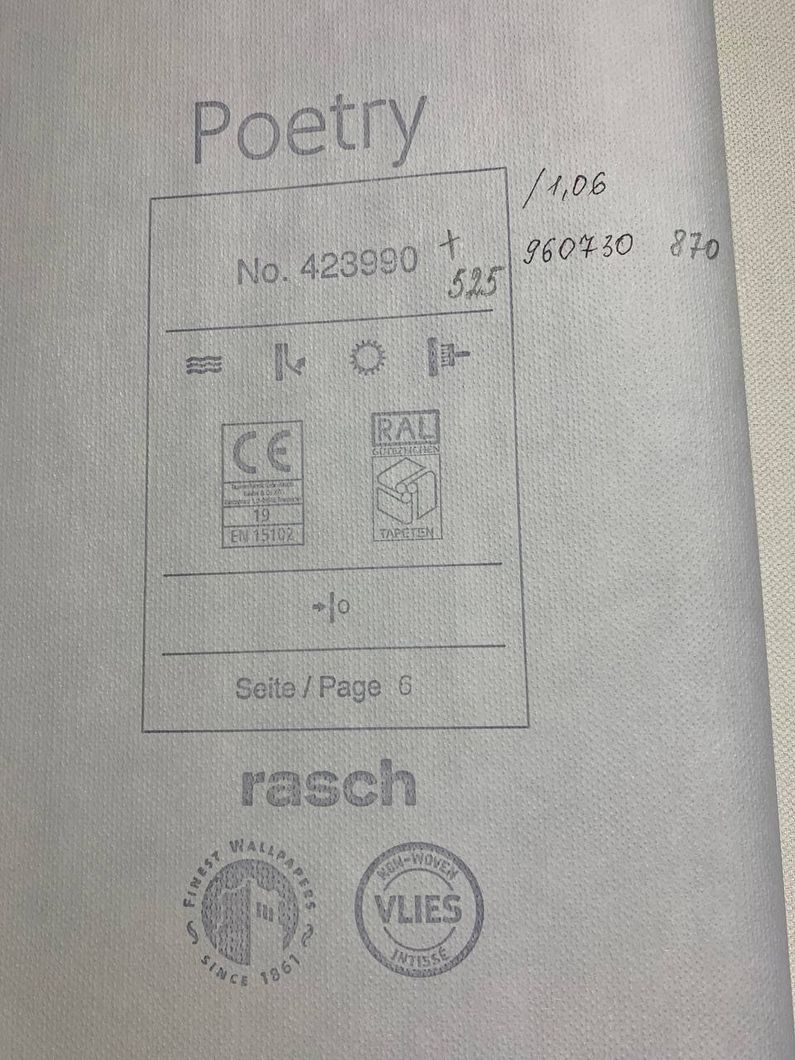 Шпалери вінілові на флізеліновій основі Rasch Poetry коричневий 0,53 х 10,05м (423990)
