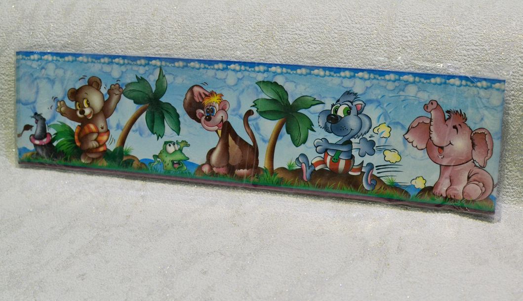 Бордюри для шпалер дитячі мавпи ширина 8 см, Разные цвета, Різні кольора