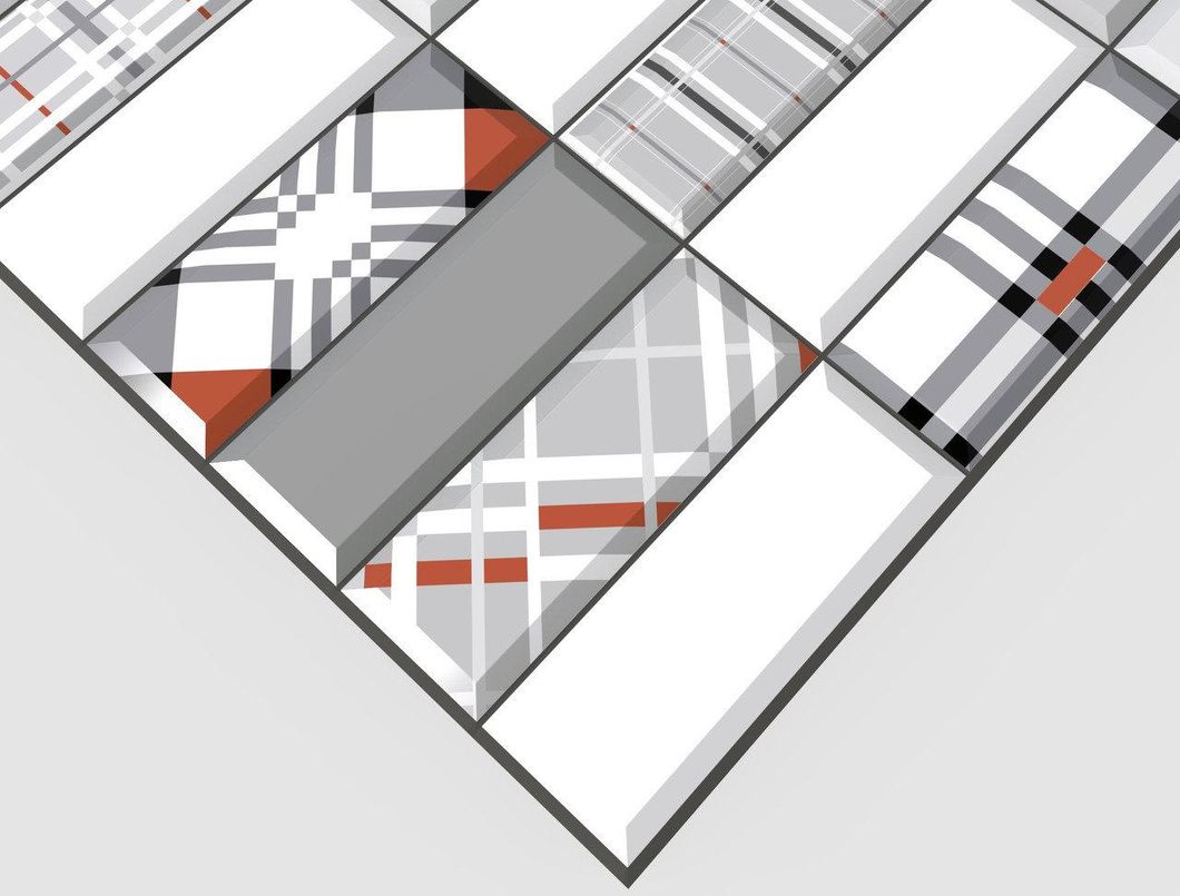 Панель стеновая декоративная пластиковая плитка ПВХ "Импровизация красная" 957 мм х 477 мм, серый, серый
