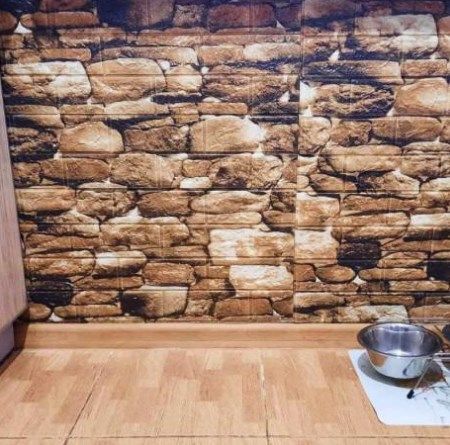 Панель стінова самоклеюча декоративна 3D під камінь 700х770х5мм, Коричневий