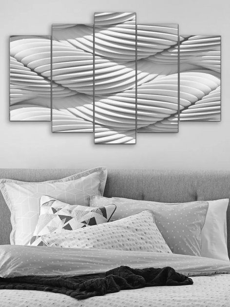 Модульная картина большая в гостиную/спальню для интерьера "Геометрическая абстракция" 5 частей 80 x 140 см (MK50100)