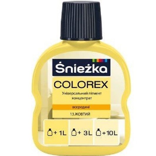 Універсальний пігментний концентрат Sniezka Colorex 13 жовтий 100 мл, Жовтий, Жовтий