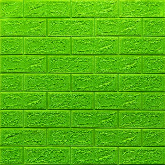 Панель стінова самоклеюча декоративна 3D Цегла Зелений 700х770х5мм, Зелений