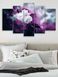 Модульна картина у вітальню для інтер'єру "Білі квіти в рожевих тонах" 5 частин 80 x 140 см (MK50095)