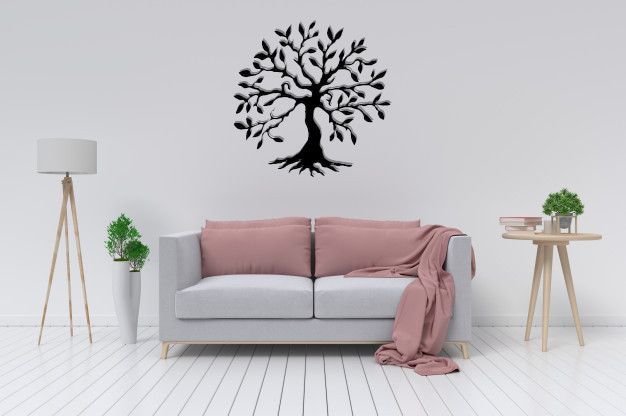 Панно картина з дерева декор на стіну Мудре дерево чорна 0,68 х 0,68м