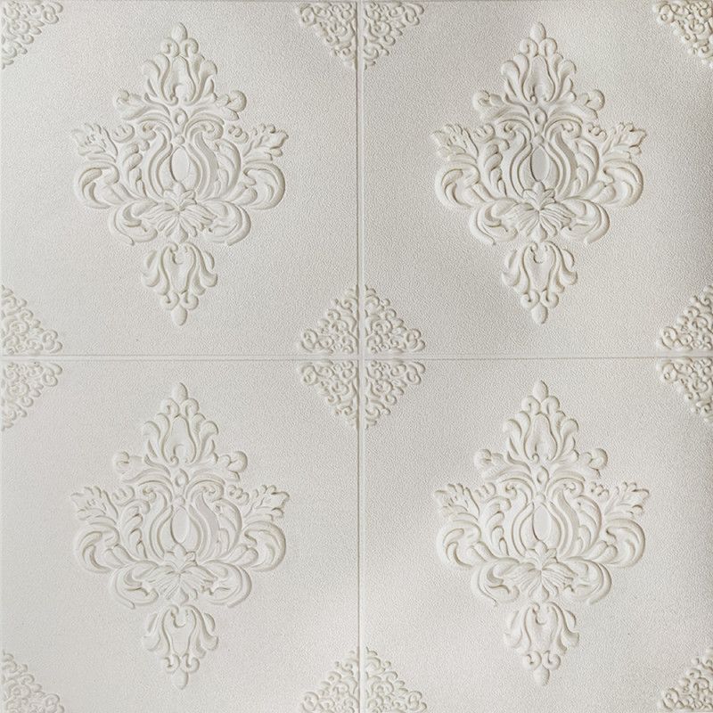 Панель стеновая самоклеящаяся декоративная 3D узорчатый ромб 700x700x6мм, Белый
