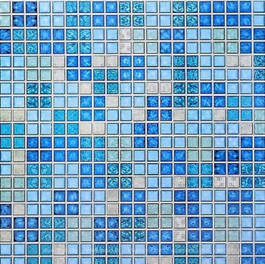 Панель стеновая декоративная пластиковая мозаика "Блик синий" 956 мм х 480 мм, Синий, Синий