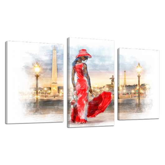 Модульная картина DK Place Дама в красном 3 части 53 x 100 см (512_3)