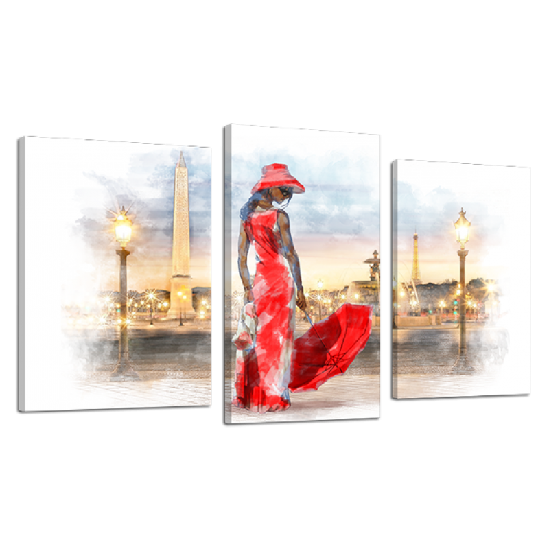 Модульная картина DK Place Дама в красном 3 части 53 x 100 см (512_3)