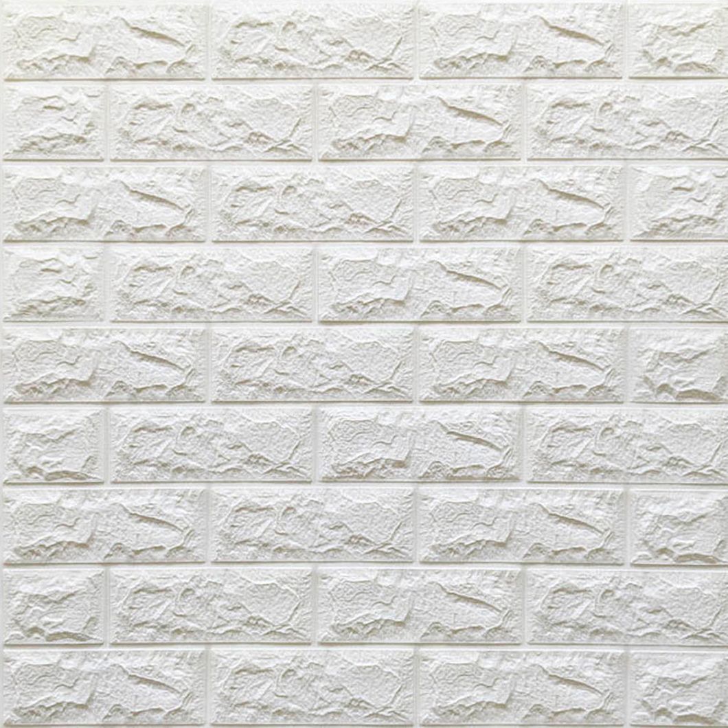Панель стеновая самоклеющаяся декоративная 3D под кирпич белый 700x770x7мм, Белый