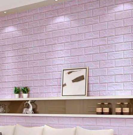 Панель стінова самоклеюча декоративна 3D Цегла бузковий 700х770х5мм, Фіолетовий