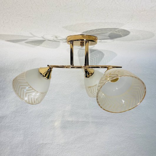 Люстра 3 лампы, золотая в гостиную, спальню стекло в классическом стиле (XA1388/3), Золотой, Золотой