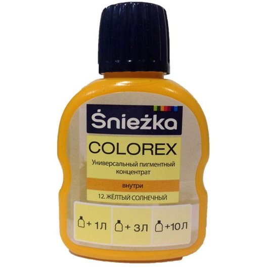 Универсальный пигментный концентрат Colorex Sniezka 12 желтый солнечный 100 мл, Жёлтый