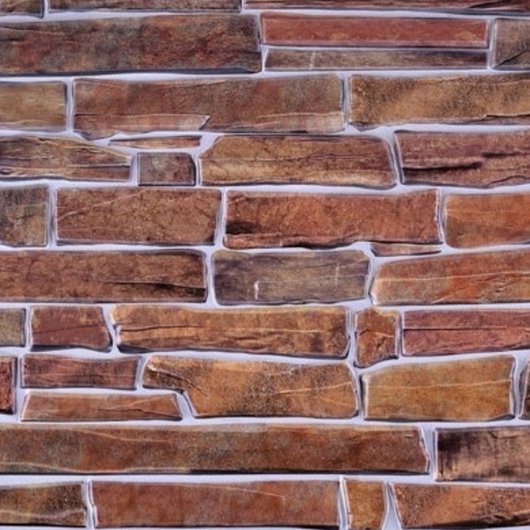 Панель стеновая декоративная пластиковая камень ПВХ "Сланец Настоящий Коричневый" 977 мм х 496 мм, Коричневый