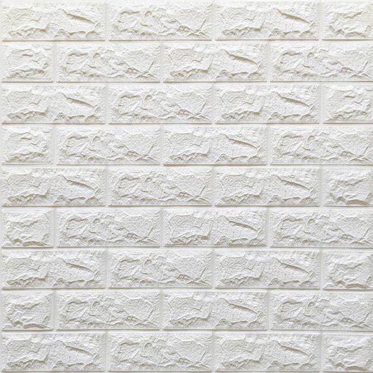 Панель стеновая самоклеющаяся декоративная 3D под кирпич белый 700x770x7мм