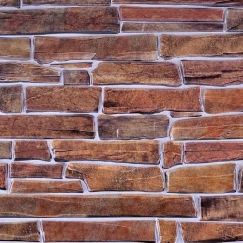 Панель стінова декоративна пластикова камінь ПВХ "Сланець Справжній Коричневий" 977 мм х 496 мм, Коричневий, Коричневий