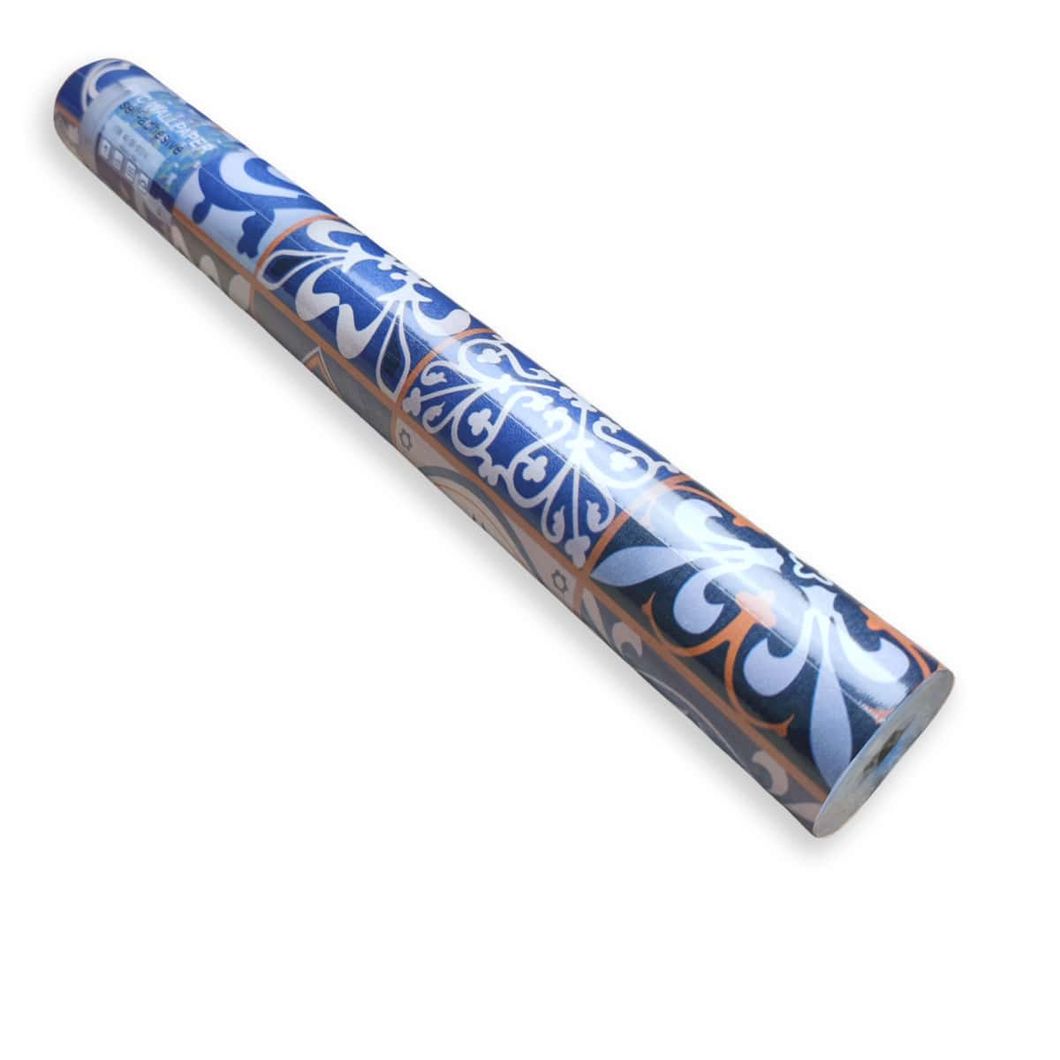 Самоклеюча декоративна плівка синій орнамент 0,45Х10М (S1014), Блакитний, Синій