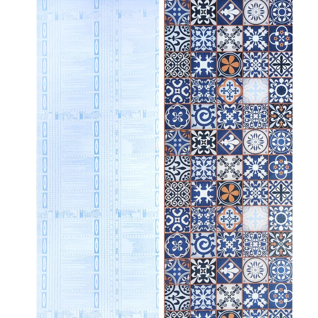 Самоклеющаяся декоративная пленка синий орнамент 0,45Х10М (S1014), Голубой, Синий