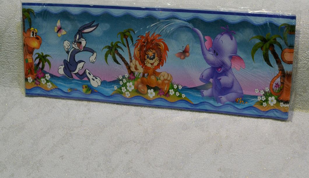 Бордюри для шпалер дитячі герої мультфільмів ширина 12 см, Разные цвета, Різні кольора