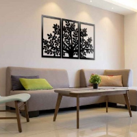 Панно картина из дерева декор на стену черная Дерево 0,68 х 0,46м