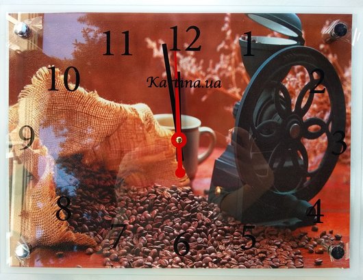 Годинник-картина під склом Кофемолка 30 см x 40 см