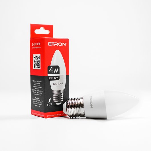 Лампа LED ETRON Light 1-ELP-030 C37 4W 4200K 220V E27