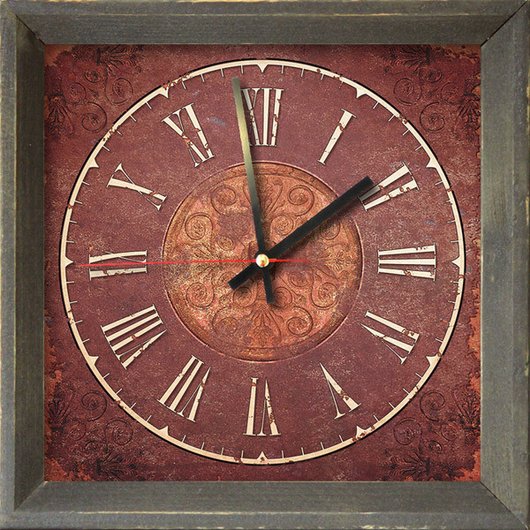 Часы-картина без стекла с деревянной рамкой 28 см х 28 см