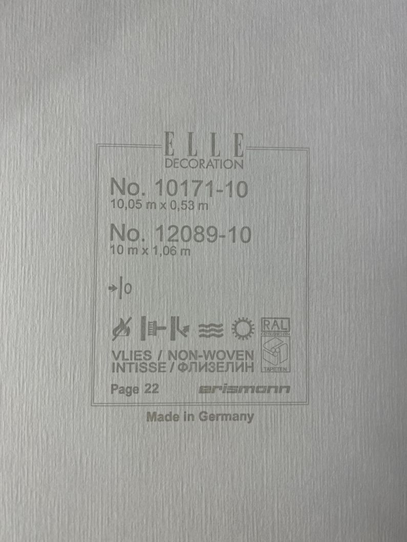 Шпалери вінілові на флізеліновій основі Erismann Elle Decoration сірий 1,06 х 10,05м (12089-10)