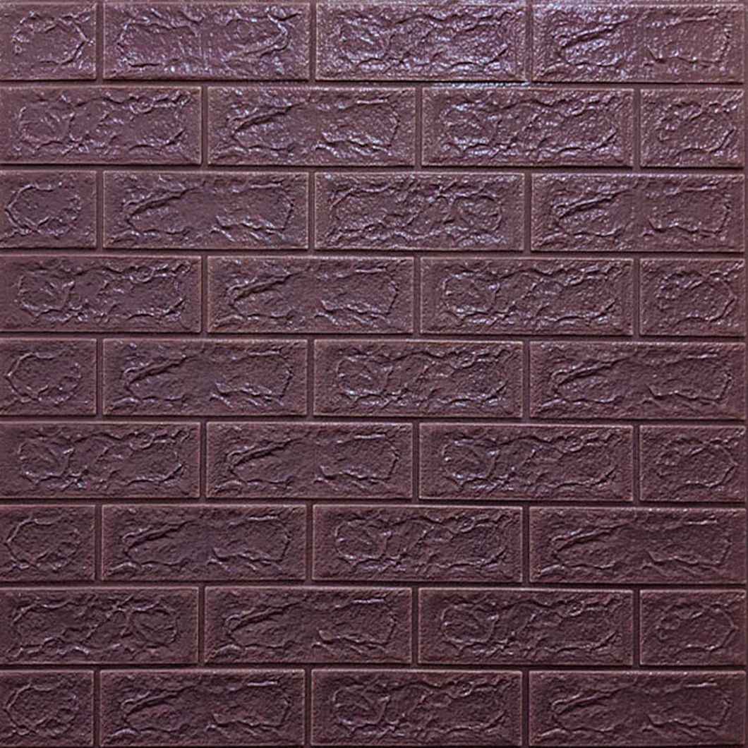 Панель стінова самоклеюча декоративна 3D під цеглу баклажан 700х770х5мм, Фиолетовый