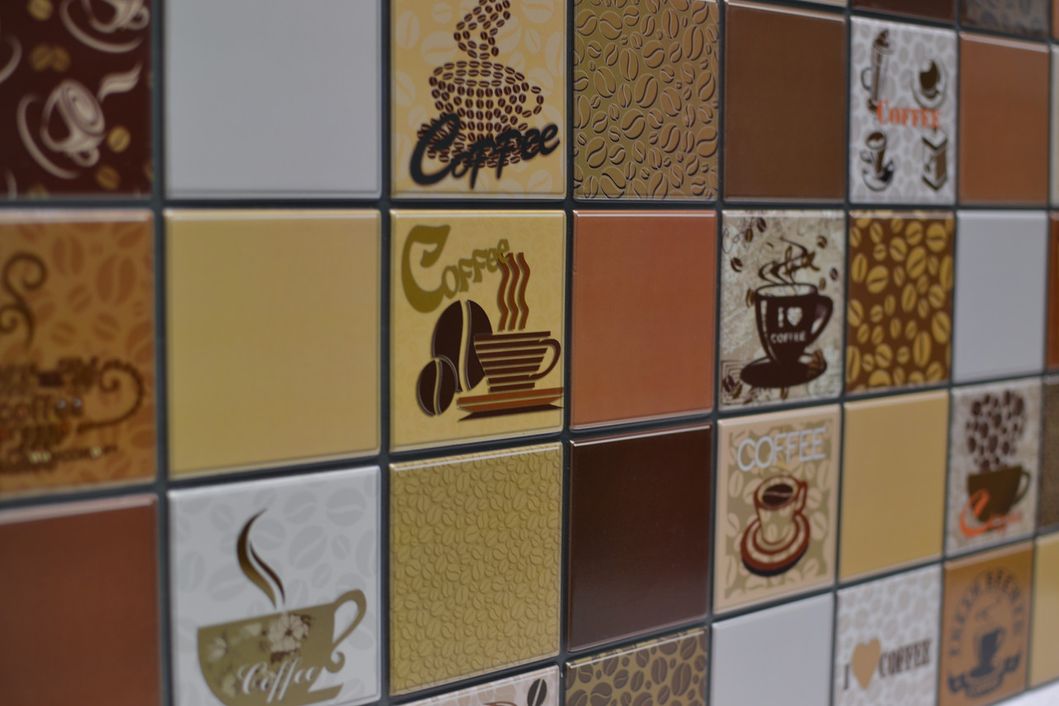 Панель стеновая декоративная пластиковая мозаика ПВХ "Кофе с молоком Коричневый" 954 мм х 480 мм, Коричневый, Коричневый