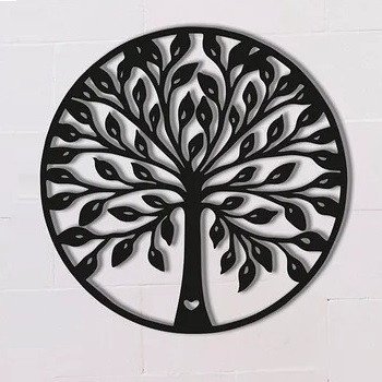 Панно картина из дерева декор на стену Дерево жизни черная 0,34 х 0,34м