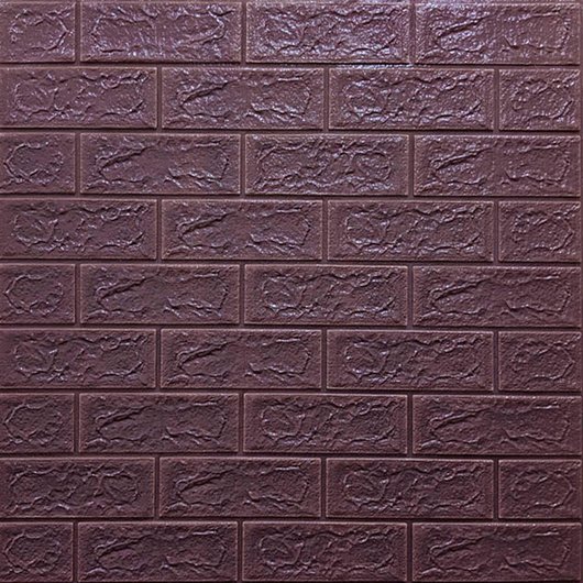 Панель стеновая самоклеющаяся декоративная 3D под кирпич баклажан 700х770х5мм