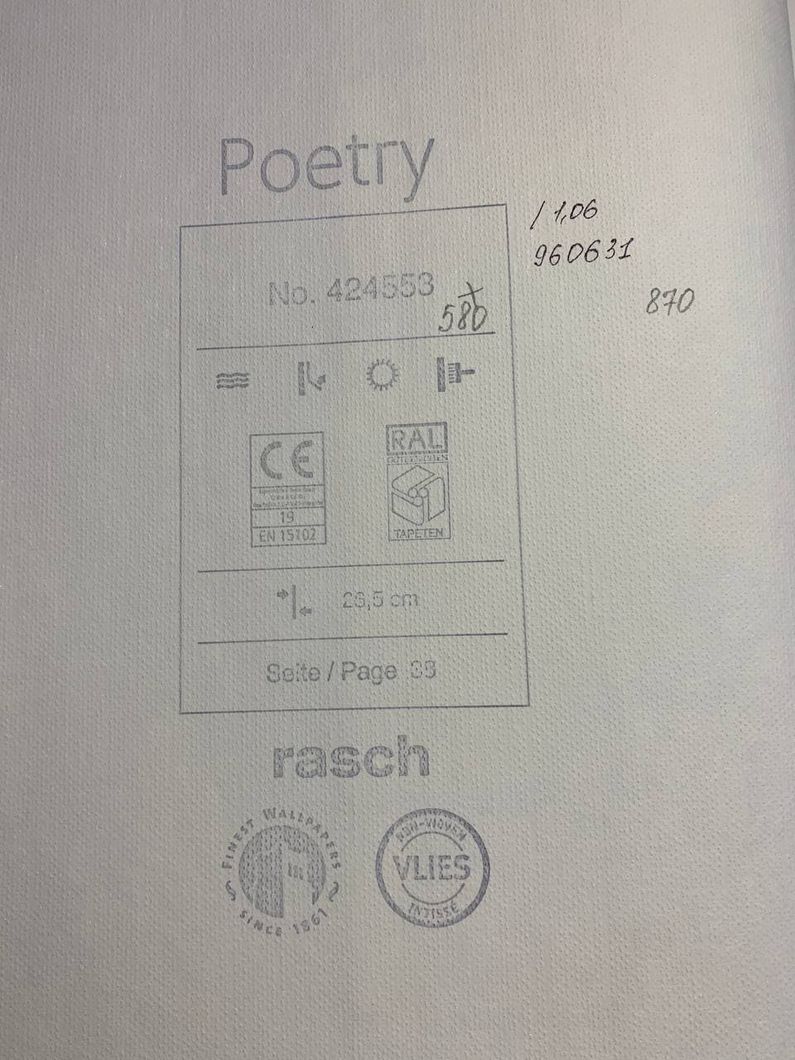 Шпалери вінілові на флізеліновій основі Rasch Poetry бежевий 0,53 х 10,05м (424553)