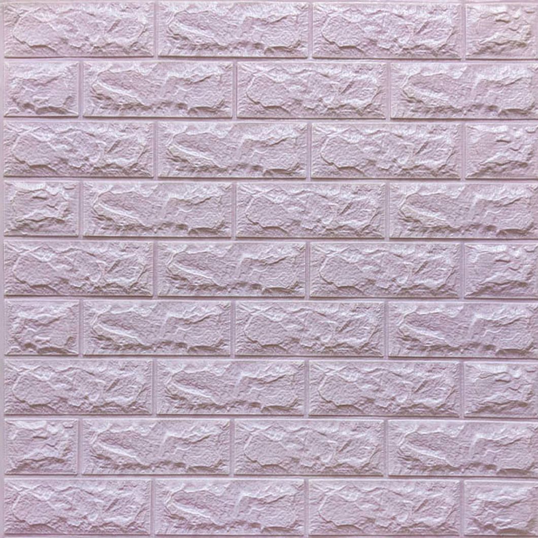 Панель стеновая самоклеющаяся декоративная 3D под кирпич светло-фиолетовый 700x770x7мм, Фиолетовый