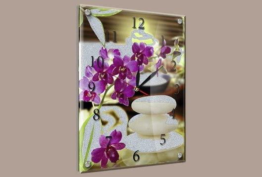 Часы-картина под стеклом Орхидея 30 см x 40 см