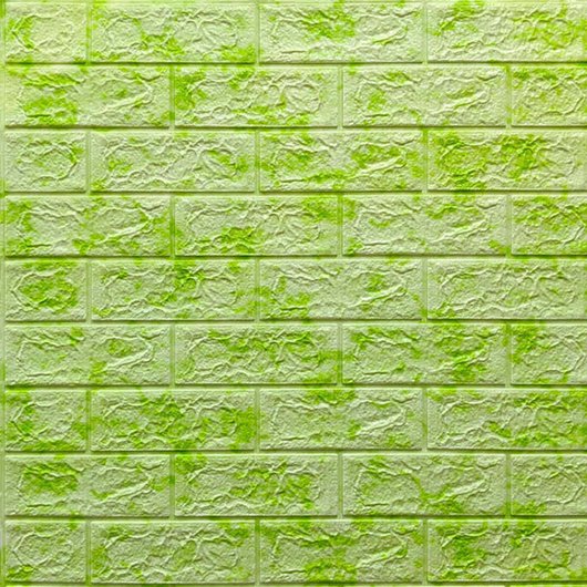 Панель стеновая самоклеящаяся декоративная 3D под кирпич зеленый 700х770х5мм, Зелёный