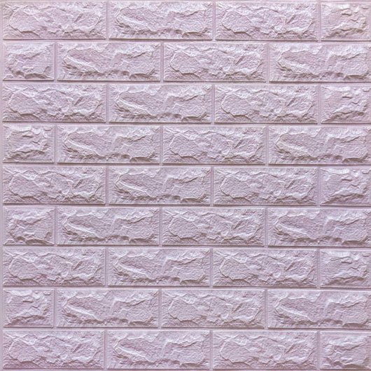 Панель стеновая самоклеющаяся декоративная 3D под кирпич светло-фиолетовый 700x770x7мм, Фиолетовый